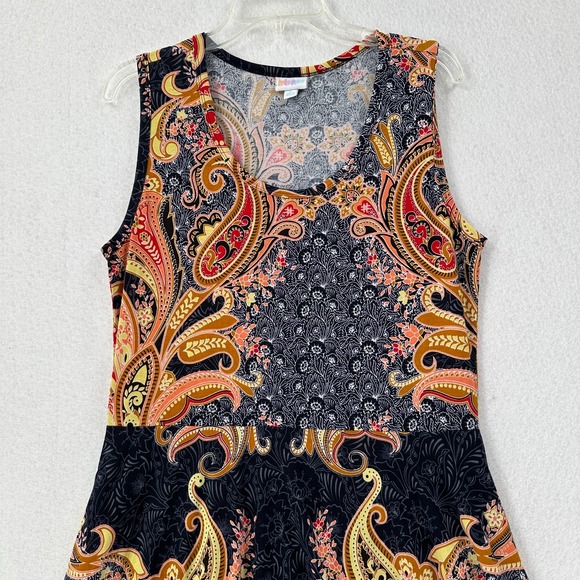 LuLaRoe 2.0 XL BEAUTIFUL Navy Blue Paisley Knit Nikki Sleeveless Dress - Picture 3 of 10